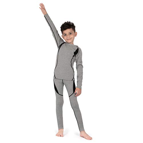 SAGUARO Conjunto Térmico para Niños Ropa Interior Termica Niñas Elástico Camiseta Térmica de Manga Larga Pantalones Térmicos Gris Gr.158-164