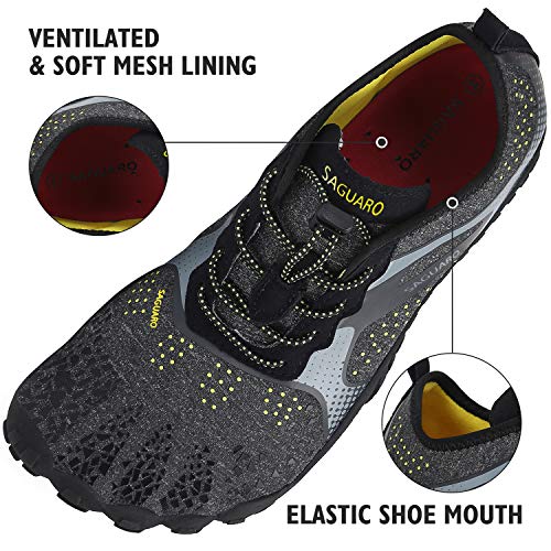 SAGUARO Hombre Antideslizante Zapatos Descalzos Mujer Transpirable Zapatilla Minimalista de Barefoot Trail Running Cómodas Flexibles Calzado de Deporte Acuático Gimnasio Playa, Agua Negro 43