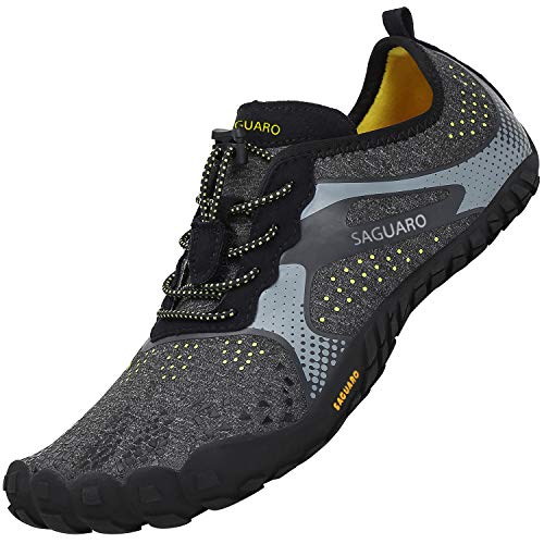 SAGUARO Hombre Antideslizante Zapatos Descalzos Mujer Transpirable Zapatilla Minimalista de Barefoot Trail Running Cómodas Flexibles Calzado de Deporte Acuático Gimnasio Playa, Agua Negro 43