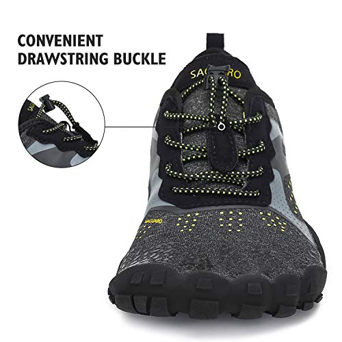 SAGUARO Hombre Antideslizante Zapatos Descalzos Mujer Transpirable Zapatilla Minimalista de Barefoot Trail Running Cómodas Flexibles Calzado de Deporte Acuático Gimnasio Playa, Agua Negro 43