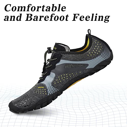 SAGUARO Hombre Mujer Barefoot Zapatillas de Deporte/Trail/Running/Fitness/Gimnasio/Caminar Zapatos Descalzos para Correr en Montaña Asfalto Escarpines de Agua, Negro, 42 EU