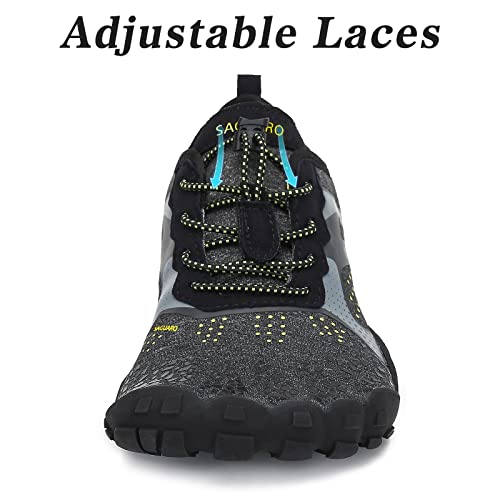 SAGUARO Hombre Mujer Barefoot Zapatillas de Deporte/Trail/Running/Fitness/Gimnasio/Caminar Zapatos Descalzos para Correr en Montaña Asfalto Escarpines de Agua, Negro, 42 EU