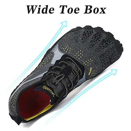 SAGUARO Hombre Mujer Barefoot Zapatillas de Deporte/Trail/Running/Fitness/Gimnasio/Caminar Zapatos Descalzos para Correr en Montaña Asfalto Escarpines de Agua, Negro, 42 EU