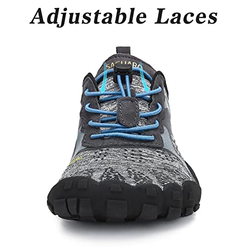 SAGUARO Hombre Mujer Barefoot Zapatillas de Trail Running Minimalistas Zapatillas de Deporte Fitness Gimnasio Caminar Zapatos Descalzos para Correr en Montaña Asfalto Escarpines de Agua, Gris, 39 EU