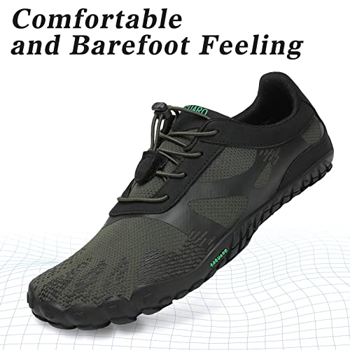 SAGUARO Hombre Mujer Barefoot Zapatillas de Trail Running Minimalistas Zapatillas de Deporte Fitness Gimnasio Caminar Zapatos Descalzos para Correr en Montaña Asfalto Escarpines de Agua, Verde, 47 EU