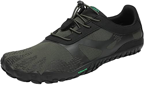 SAGUARO Hombre Mujer Barefoot Zapatillas de Trail Running Minimalistas Zapatillas de Deporte Fitness Gimnasio Caminar Zapatos Descalzos para Correr en Montaña Asfalto Escarpines de Agua, Verde, 47 EU