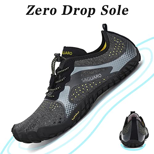 SAGUARO Hombre Mujer Barefoot Zapatillas de Trail Running Minimalistas Zapatillas de Deporte Fitness Gimnasio Caminar Zapatos Descalzos para Correr en Montaña Asfalto Escarpines de Agua, Negro, 38 EU