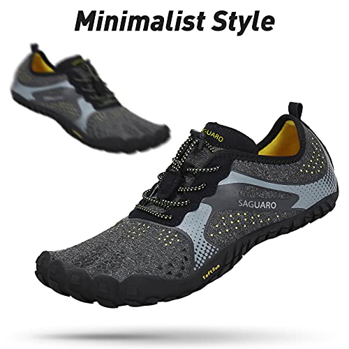 SAGUARO Hombre Mujer Zapatillas Barefoot Minimalistas Calzado de Training Ligeras Cómodas para Caminar Senderismo Ciclismo Trail Running Trekking Playa Agua Exterior Interior, Cuervo Negro, 45