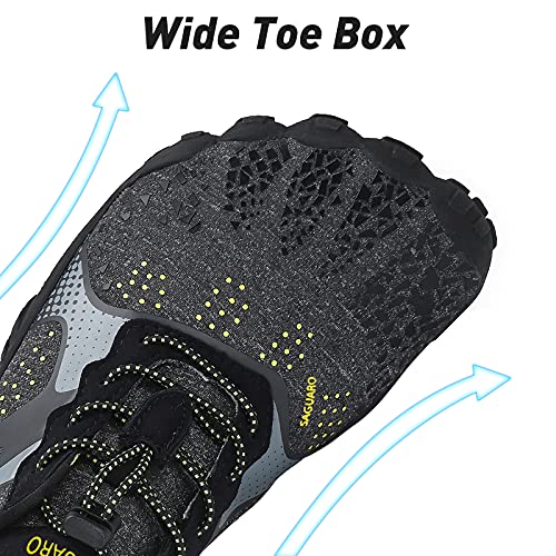 SAGUARO Hombre Mujer Zapatillas Barefoot Minimalistas Calzado de Training Ligeras Cómodas para Caminar Senderismo Ciclismo Trail Running Trekking Playa Agua Exterior Interior, Cuervo Negro, 45