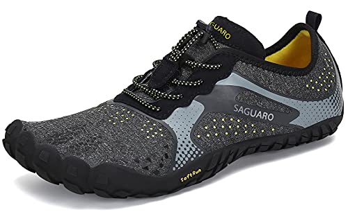 SAGUARO Hombre Mujer Zapatillas Barefoot Minimalistas Calzado de Training Ligeras Cómodas para Caminar Senderismo Ciclismo Trail Running Trekking Playa Agua Exterior Interior, Cuervo Negro, 45