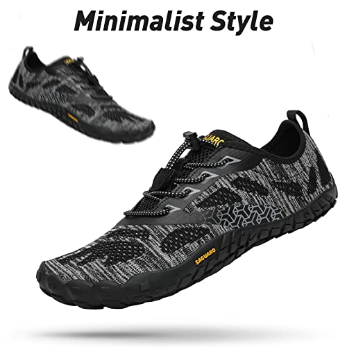 SAGUARO Hombre Mujer Zapatillas Barefoot Minimalistas Calzado de Training Ligeras Cómodas para Caminar Senderismo Ciclismo Trail Running Trekking Playa Agua Exterior Interior, Ébano Negro, 47