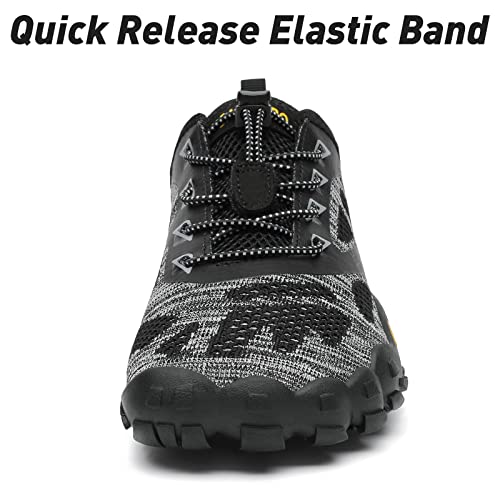 SAGUARO Hombre Mujer Zapatillas Barefoot Minimalistas Calzado de Training Ligeras Cómodas para Caminar Senderismo Ciclismo Trail Running Trekking Playa Agua Exterior Interior, Ébano Negro, 47