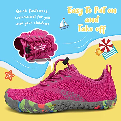 SAGUARO Zapatillas de Trail Niñas Calzado Descalzos Niños Zapatillas de Deporte Fitness Correr en Asfalto Transpirables Minimalistas Barefoot Zapatos Senderismo Antideslizantes Exterior Rosa 24 EU