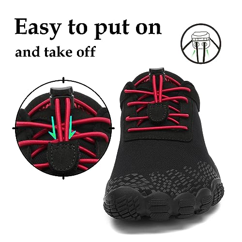 SAGUARO Zapatillas Minimalistas Barefoot Hombre Mujer - Zapatos de Trail Running para Deportes Acuaticos - Ligeras Antideslizante Respirable con Caja Tox Ancha y Suela Zero Drop, Negro, 44 EU