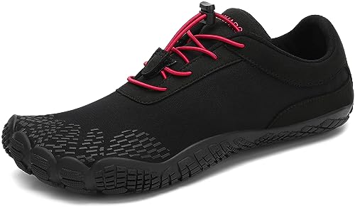 SAGUARO Zapatillas Minimalistas Barefoot Hombre Mujer - Zapatos de Trail Running para Deportes Acuaticos - Ligeras Antideslizante Respirable con Caja Tox Ancha y Suela Zero Drop, Negro, 44 EU