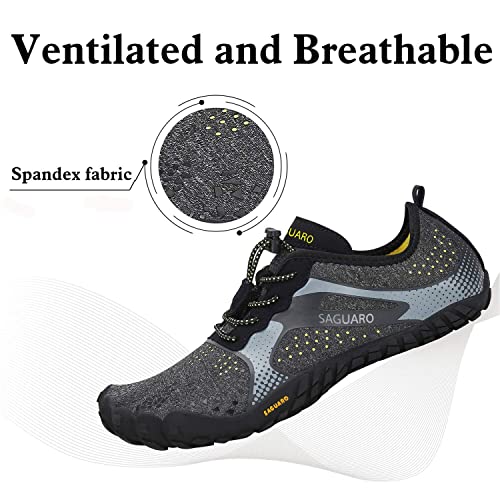 SAGUARO Zapatillas Minimalistas Barefoot para Hombre, Mujer Zapatillas Antideslizante Five Fingers para Running, Trail, Negro Ahumado 43 EU