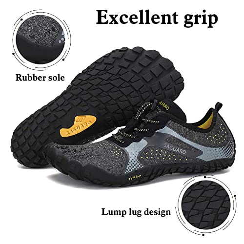 SAGUARO Zapatillas Minimalistas Barefoot para Hombre, Mujer Zapatillas Antideslizante Five Fingers para Running, Trail, Negro Ahumado 43 EU