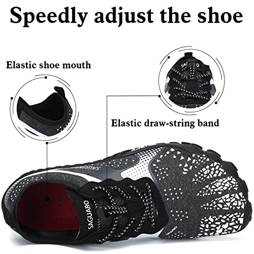 SAGUARO Zapatillas Minimalistas Hombre Zapatillas Barefoot Running Mujer Antideslizante Five Fingers Zapatillas Minimalistas Trail Negro Oscuro 43 EU