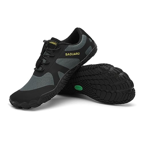 SAGUARO Zapatillas Minimalistas Hombre Zapatos de Barefoot Mujer Zapatillas de Trail Running Respirables Zapatillas de Deporte Fitness Escarpines Zapatos Descalzos Gris Pizarra,Gr.45