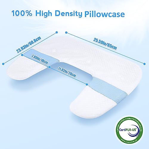 SAHEYER Funda de Almohada, sin Olor en Forma de U Almohada para Dormir de Lado Funda de Almohada de Espuma de Memoria para Almohada de ángel Funda de Almohada ergonómica, Azul