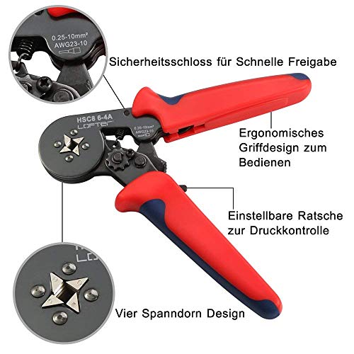 Sainlogic Alicates para prensar, Juego de herramientas de férula de extremo de alambre de 1200 piezas 0.25-10.00 mm²