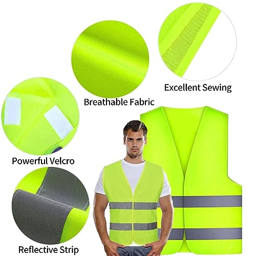 SALADOCY Chaleco Reflectante,8 PCS Chaleco de Seguridad,Chaleco de Seguridad de Alta Visibilidad,Amarillo Fluorescente,para Correr Moto Bicicleta de Seguridad Unisex