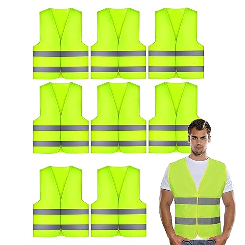 SALADOCY Chaleco Reflectante,8 PCS Chaleco de Seguridad,Chaleco de Seguridad de Alta Visibilidad,Amarillo Fluorescente,para Correr Moto Bicicleta de Seguridad Unisex