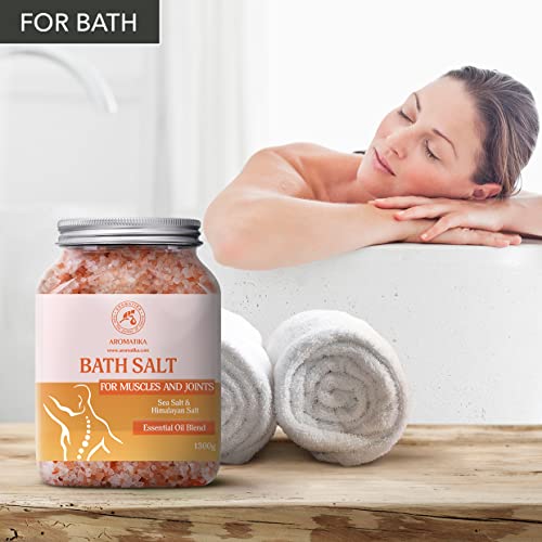 Sales de Baño Articulaciones & Músculos 1300g - Aceites Esenciales de Lavanda & Salvia & Romero - 100% Natural Sales Marinas - Calma los Músculos Cansados - Desintoxica - Relajación