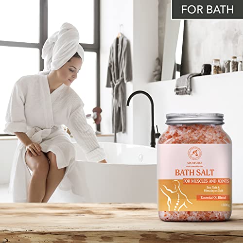 Sales de Baño Articulaciones & Músculos 1300g - Aceites Esenciales de Lavanda & Salvia & Romero - 100% Natural Sales Marinas - Calma los Músculos Cansados - Desintoxica - Relajación