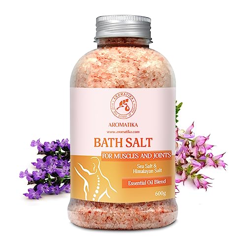 Sales de Baño Articulaciones & Músculos 600g - Aceites Esenciales de Lavanda & Salvia & Romero - 100% Natural Sales Marinas - Calma los Músculos Cansados - Desintoxica - Relajación