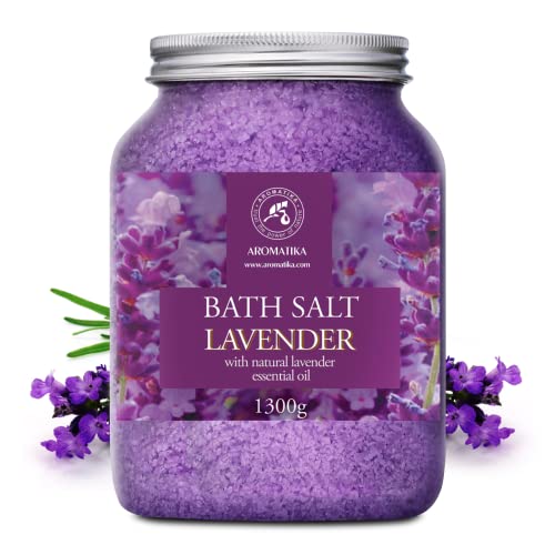 Sales de Baño Lavanda 1300g - Sales Marinas de Baño con 100% Natural Aceite Esenciale de Lavanda son Buenas para Dormir - Reducción de Estrés - Baños - Cuidado Corporal - Relajación - Aromaterapia