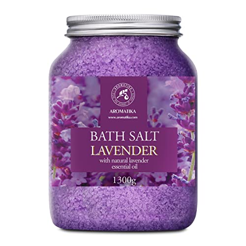 Sales de Baño Lavanda 1300g - Sales Marinas de Baño con 100% Natural Aceite Esenciale de Lavanda son Buenas para Dormir - Reducción de Estrés - Baños - Cuidado Corporal - Relajación - Aromaterapia