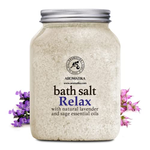 Sales de Baño Relajantes 1300g con Aceite Esencial de Lavanda y Salvia - Poseen Propiedades Beneficiosas para Lograr un Buen Descanso y Reducir el Estrés - Cuidado Corporal - Baños Relajante