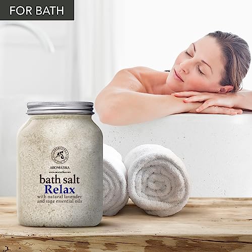 Sales de Baño Relajantes 1300g con Aceite Esencial de Lavanda y Salvia - Poseen Propiedades Beneficiosas para Lograr un Buen Descanso y Reducir el Estrés - Cuidado Corporal - Baños Relajante