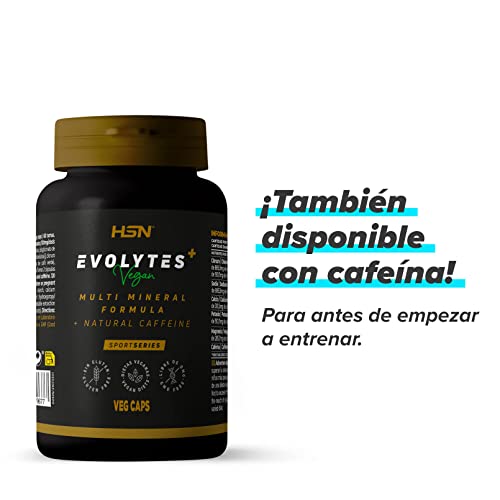 Sales Minerales Electrolitos en pastillas de HSN Evolytes Plus | 120 Cápsulas Vegetales Sodio, Potasio, Calcio, Cloruro y Magnesio | Cafeína de Efecto Inmediato | No-GMO, Vegano, Sin Gluten