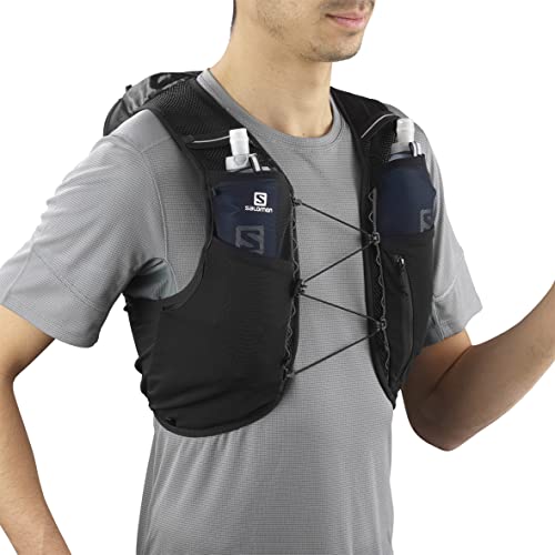 Salomon Adv Hydra Vest 8 Chaleco para correr con Flask incluido Unisex, Comodidad y estabilidad, Rápido acceso a la hidratación, Simplicidad, Black, M