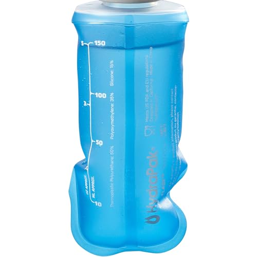 Salomon Soft Flask 150ml/5oz, Poliéster, 28 Botella de Agua, Bidón de hidratación Unisex, Energía rápida, Respetuoso con el medio ambiente, Válvula de alto flujo, Clear Blue