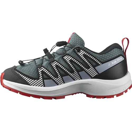 Salomon XA Pro V8 Zapatillas de Exterior para Niños, Ajuste preciso, Agarre en todo tipo de terrenos, Look deportivo, Stormy Weather, 34