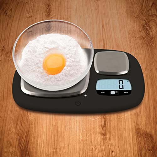 Salter 1084 BKDR Básculas de cocina, digital, precision, doble plataforma, balanza electrónicas, Gran capacidad 10kg y pequeña capacidad precisa 200g, métrico/imperial, negro