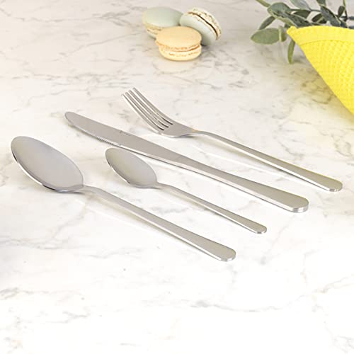 Salter BW06528 Piece Bakewell Juego de cubiertos, Servicio para 6, Espejo de acabado polaco, Cocina Dinnerware con Forks, Cuchillos, cucharada y cucharaditas, Acero inoxidable, 24 piezas