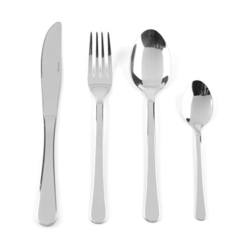 Salter BW06528 Piece Bakewell Juego de cubiertos, Servicio para 6, Espejo de acabado polaco, Cocina Dinnerware con Forks, Cuchillos, cucharada y cucharaditas, Acero inoxidable, 24 piezas