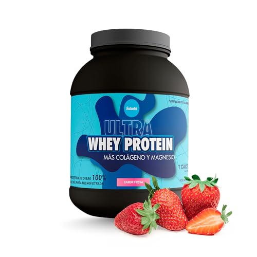 Saludel Whey Protein Sabor Fresa 1Kg | Proteína de suero de leche en polvo con Colágeno y Magnesio | Fortalece y Desarrolla la Masa Muscular