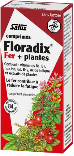 Salus - Floradix Suplemento de Hierro - 84 Comprimidos - Reduce el Cansancio y la Fatiga - Contiene Hierro Orgánico, Ácido Fólico y Vitaminas B1, B2, B5, B12 y C - Combate la Anemia