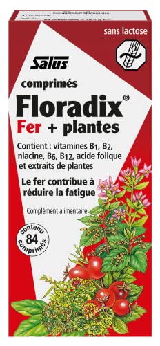 Salus - Floradix Suplemento de Hierro - 84 Comprimidos - Reduce el Cansancio y la Fatiga - Contiene Hierro Orgánico, Ácido Fólico y Vitaminas B1, B2, B5, B12 y C - Combate la Anemia