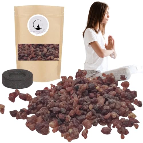 SamayZen - Incienso Natural Frankincense con Sangre de dragón en Grano para Quemar 30g - carbón litúrgico 40mm - Creado a Partir de resinas de árbol - sin tóxicos - Sahumerios Naturales para Meditar