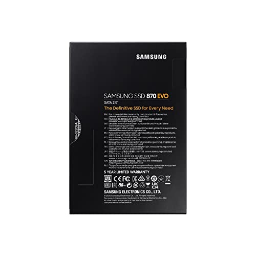 Samsung SSD 870 EVO, 1 TB, Form Factor 2.5&rdquo, Intelligent Turbo Write, Magician 6 Software, Black (Internal SSD)