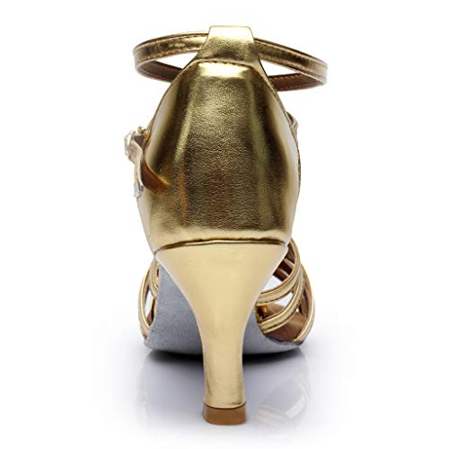 Sandalias de mujer de moda zapatos de baile baile latino salón de baile sandalias mujer zapatos mujer zapatos primavera tacón, dorado, 38 EU