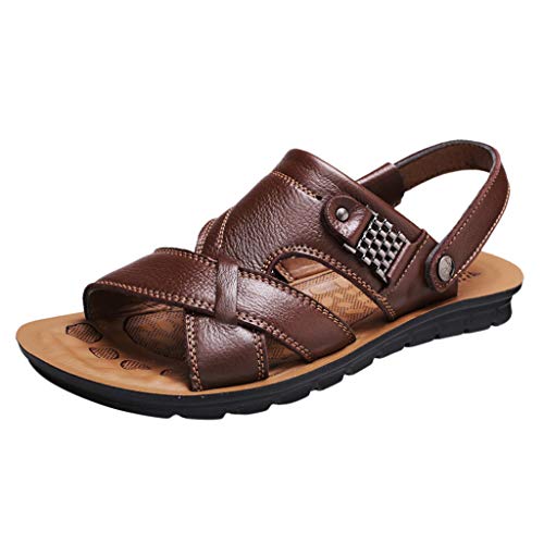 Sandalias de verano para hombre, sandalias de senderismo para hombre, 44, suela antideslizante, sandalias de senderismo, zapatos de trekking para hombre, de piel, sandalias ergonómicas, 43, marrón, 43