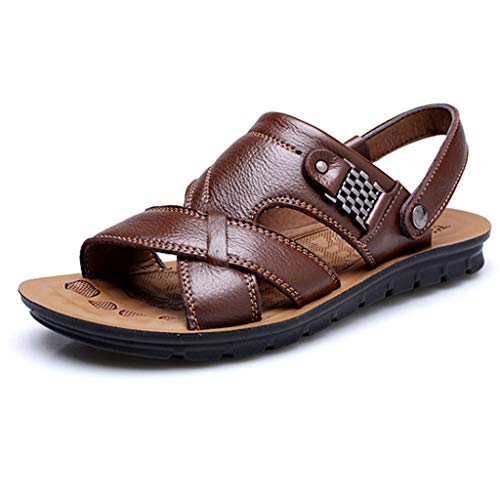 Sandalias de verano para hombre, sandalias de senderismo para hombre, 44, suela antideslizante, sandalias de senderismo, zapatos de trekking para hombre, de piel, sandalias ergonómicas, 43, marrón, 43