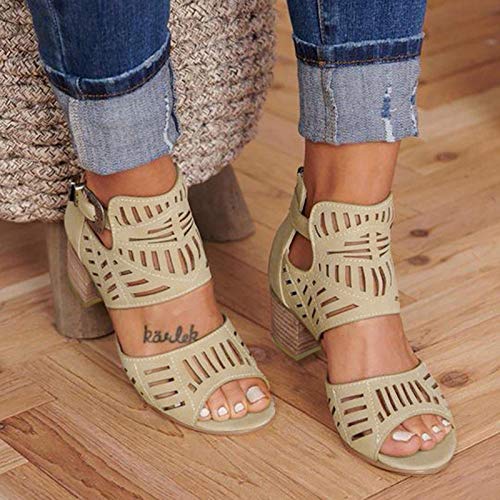 Sandalias de verano para mujer, boca, playa, viajes, zapatos con tacón, sandalias informales, sandalias antideslizantes, sandalias de senderismo, sandalias de plataforma, chanclas de ocio, caqui, 39